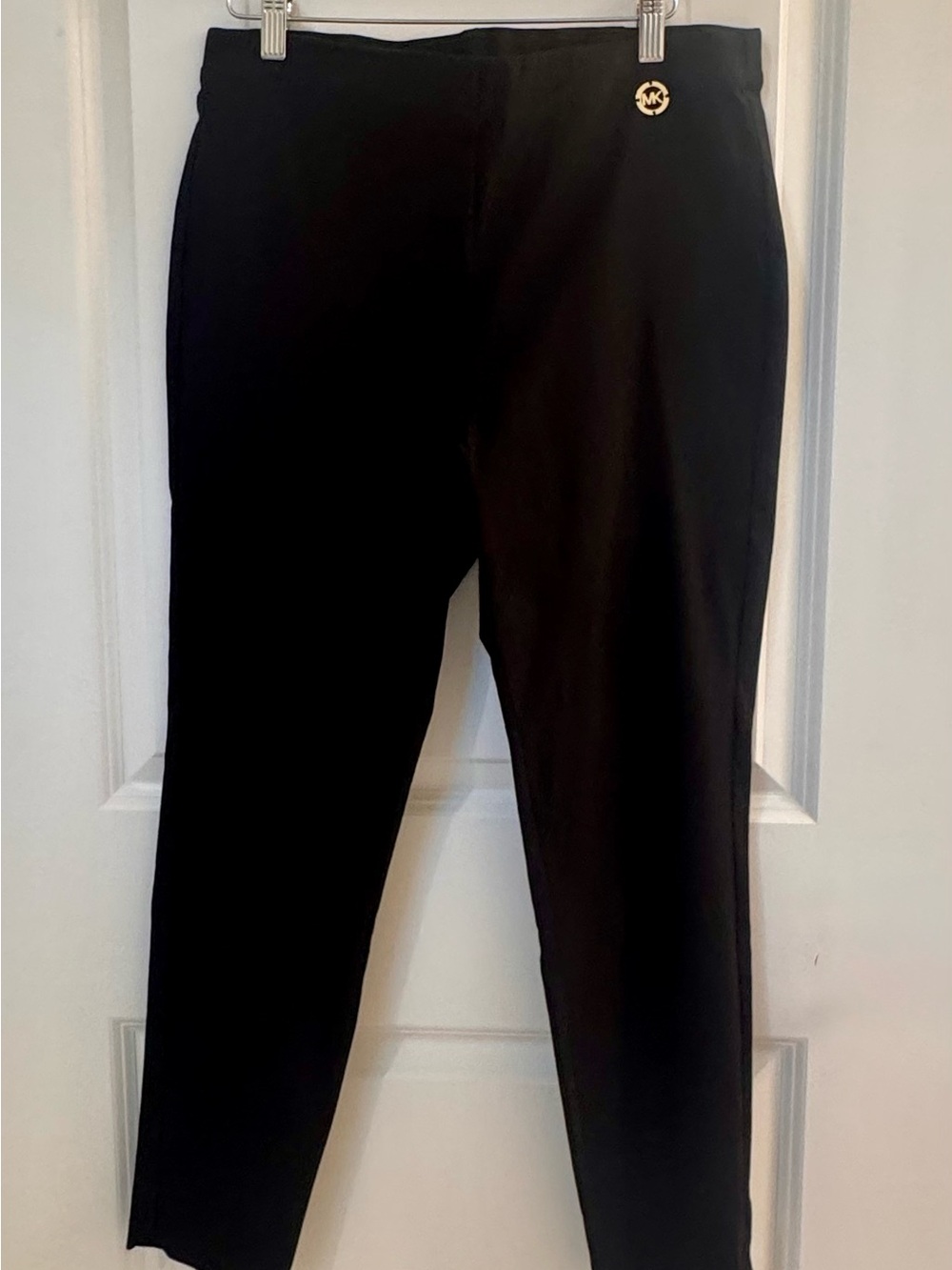 Michael Kors Black Skinny Women's Pants with Gold MK Accent